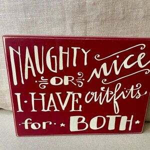 Festive Red Holiday Sign - Naughty or Nice